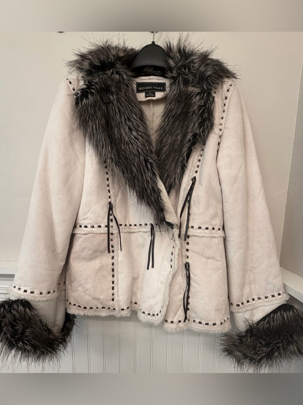 Regent Park Cream Teddy Jacket with Faux-Fur Trim